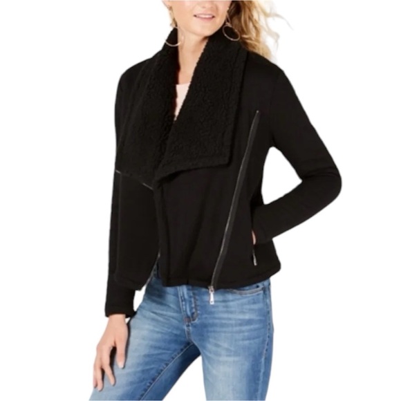 Guess Jackets & Blazers - GUESS Asymmetrical Sherpa Lined Jacket